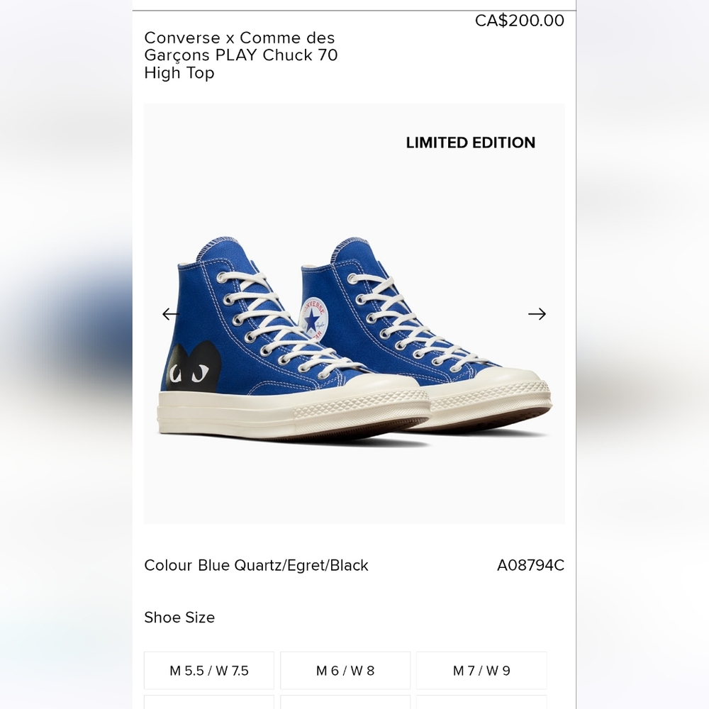 Converse x Comme des Garçons Blue High Top Sneakers